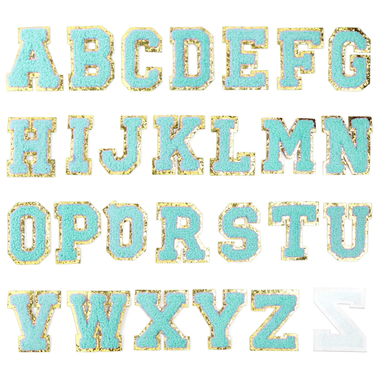 26Pcs/Set 6cm English Letter Patches Gold Edged Chenille Patches Ironing Fabric For DIY Crafts Name Sticker Bags Clothing Decor