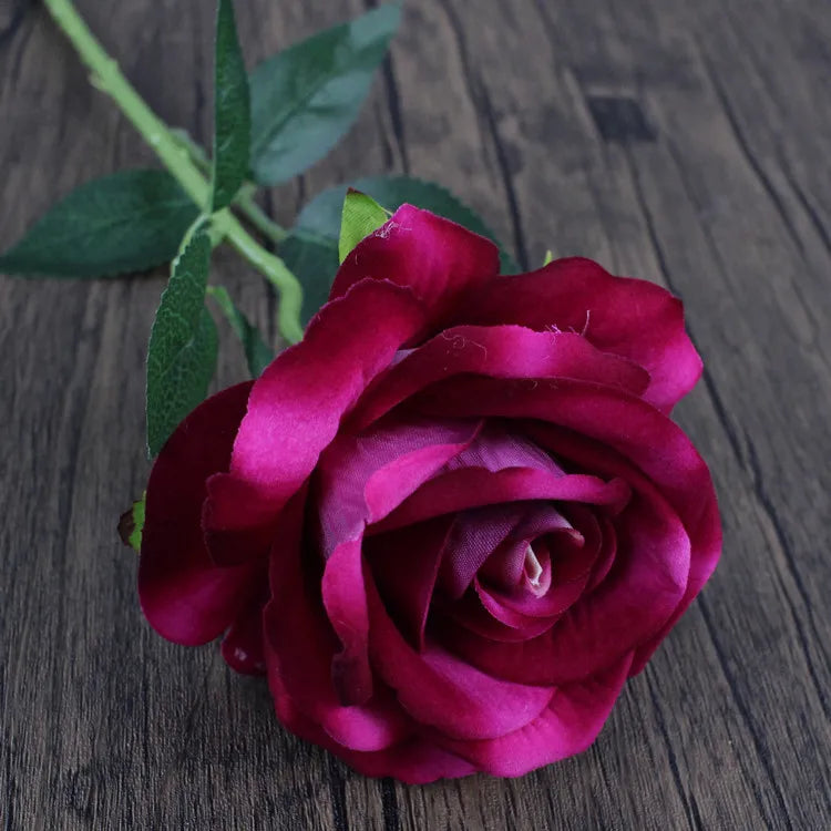 Hemasa 10Pcs Artificial Velvet Rose Flower Branch Wedding Decor Party Scence Layout Bride Holding Flowers Home Decoration Rose Flowers