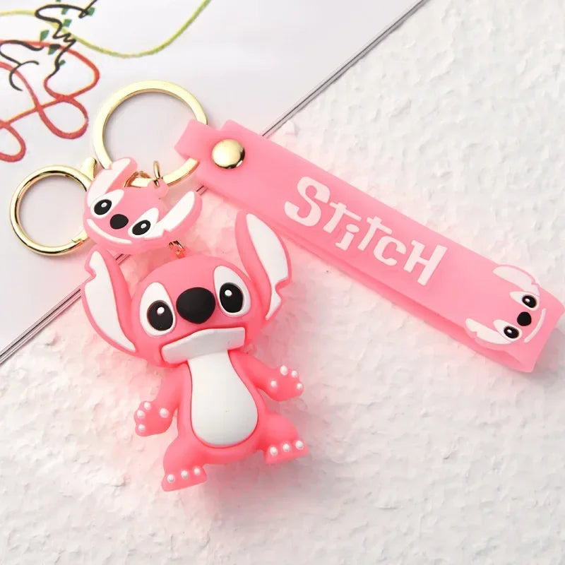 Disney Creative Cartoon 3D Silicone Stitch Pendant Keychain for Women Men Teens Backpack Bag Car Keys Accessories Gifts for Fans