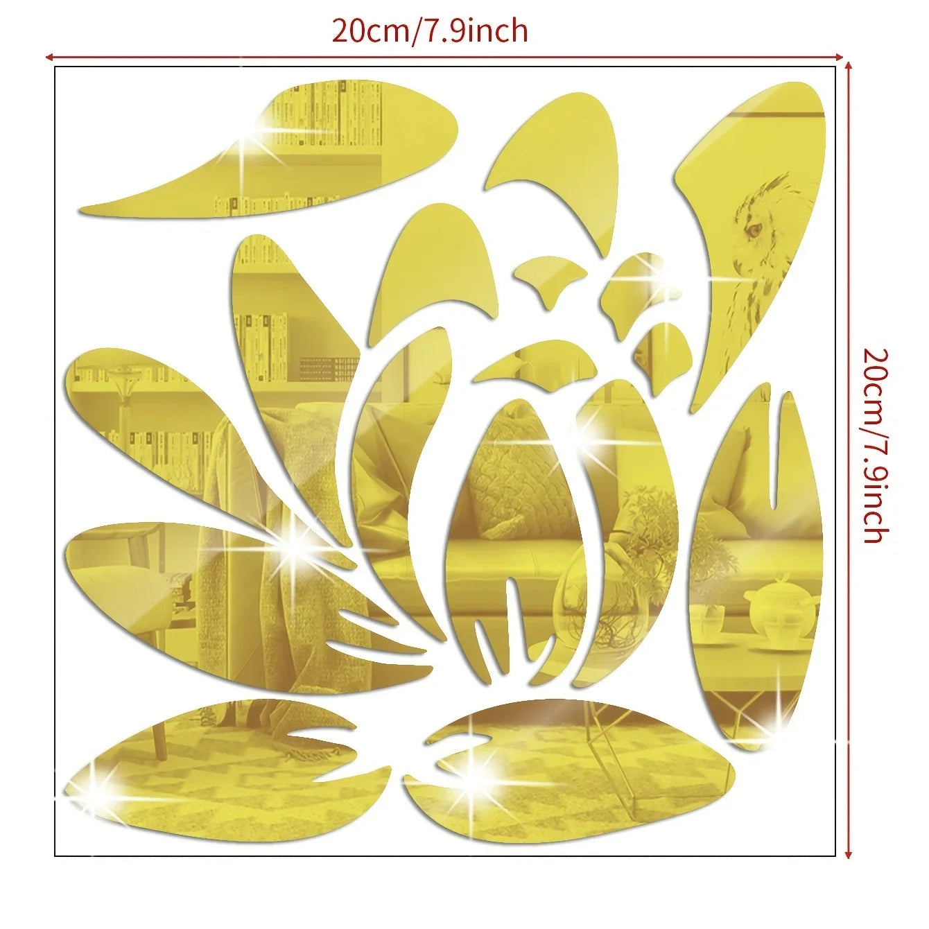 Hemasa Lotus Acrylic Mirror Wall Sticker Home Living Room Bedroom Office Hallway Wall Decorations Mirror Reflective Wall Sticker