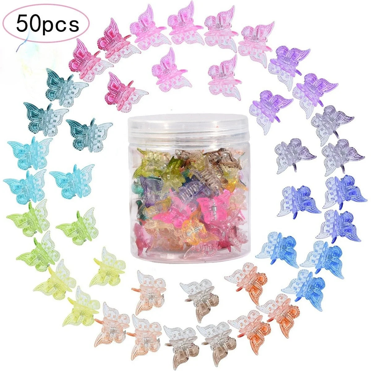Glitter Mini Butterfly Hair Claw Clips, Sparkly Colorful Hair Accessories for Girls and Women - 90S Y2K Cute, Small, Tiny Clip I