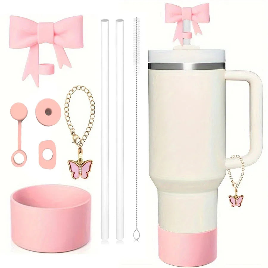 Hemasa 9pcs Accessories Set for Bottle Cup 30oz/40oz Spill Proof Stopper Flowers Straw covers