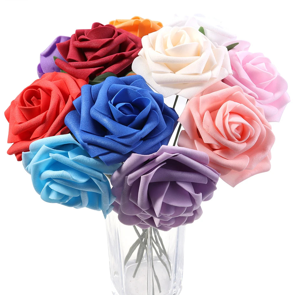 Tejesa 5/10/20Pcs Artificial Foam Rose Flowers 7.5cm PE Simulation Roses Fake Flower Bouquet for DIY Home Wedding Party Dceor Material