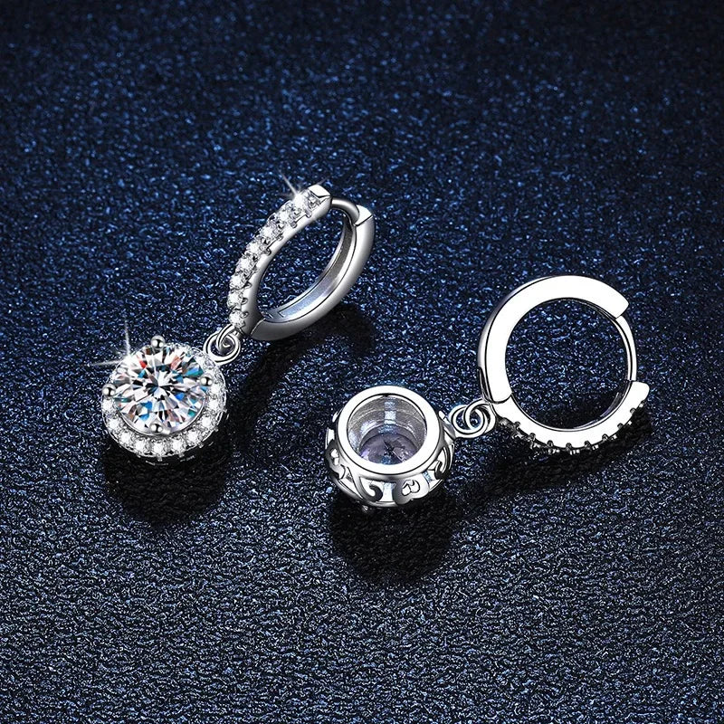 Hemasa 925 Sterling Silver 1Carat Moissanite Round Earrings Engagement Wedding Rings For Girls/Women