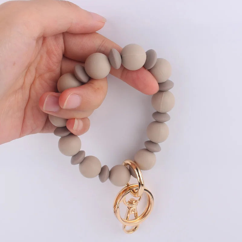 New Silicone Bead Spacer Bead Bracelet Beaded Wrist Keychain Pendant Creative DIY Handmade Beaded Anti Loss Bracelet Keyring