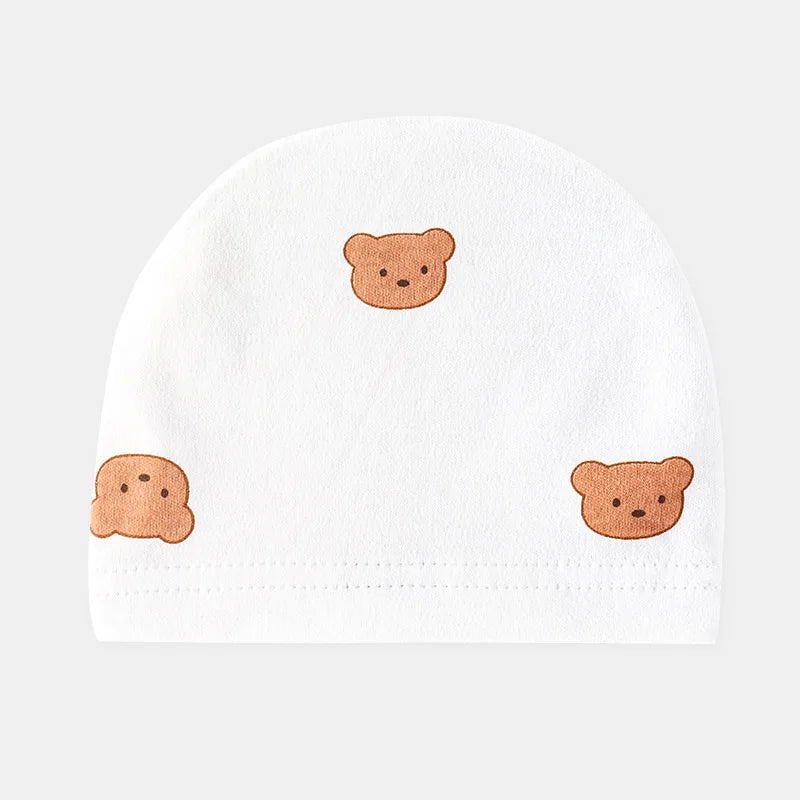 Tejesa 3Pcs Soft Infant Beanies Caps/ Baby Hats /Cartoon Bear Boneless Muslin Hat