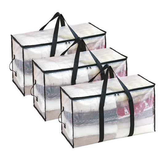 Tejesa  2PCs Transparent storage bag, cotton quilt, clothing moving bag, large capacity waterproof and moisture-proof quilt organizing bag