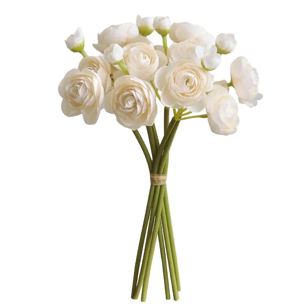 Tejesa 12 pcs Ranunculus Artificial Flower DIY Bouquet Bulk Fake Flowers Wedding Arrangements Bridal Shower Decor Home Room Decorations