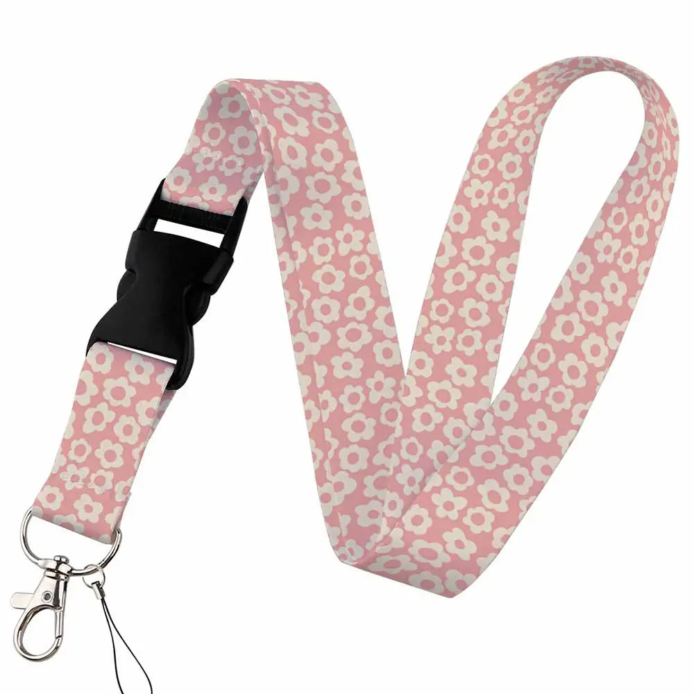 Tejesa Beautiful flower Lanyard Keys Chain Badge Holder ID Credit Card Pass Hang Rope Lariat Mobile Phone Charm Accessories Gifts