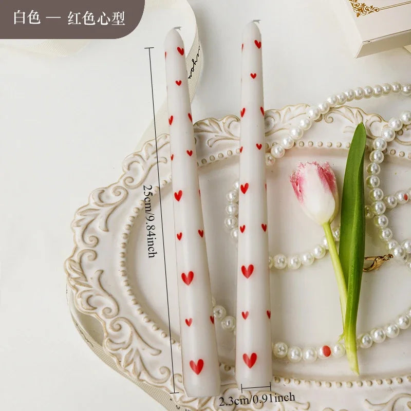 7.5'' Long Wedding Candles French Hand-Printed Pole Candle Long Taper Dinner Candles for Minimalist Home Decorative Candles