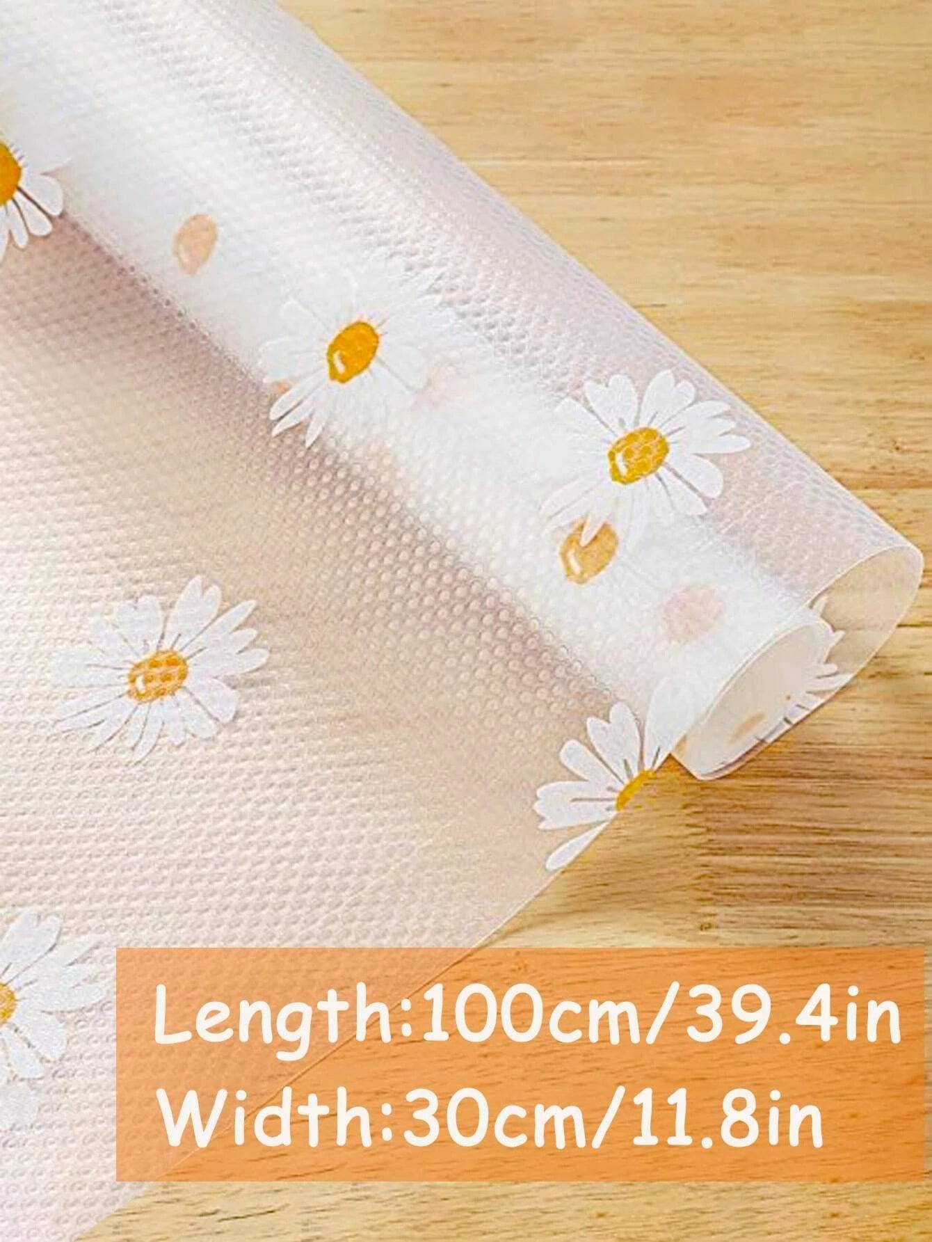 Hemasa 1 Roll Daisy Shelf Liner For Kitchen Cabinets EVA Waterproof Fridge Pad Cupboard Mat Easy Placemats Non-Adhesive Drawer Liner