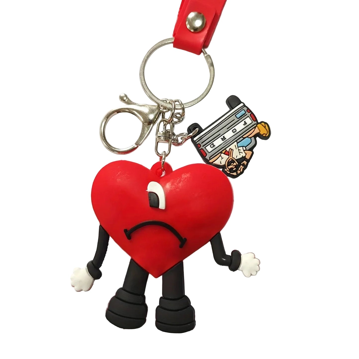 Tejesa Bad Bunny Red Heart Bad Bunny Key chain /Cartoon Silicone Love Doll Delicate Bag Gift Pendant