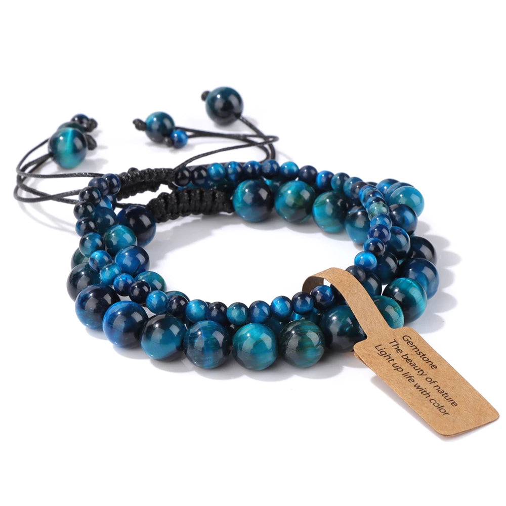 Tejesa  3pcs  Amazonite Bracelets for Women Men 4/6/8mm Beads Braided Bracelet Handmade Adjustable Wristbands Jewelry