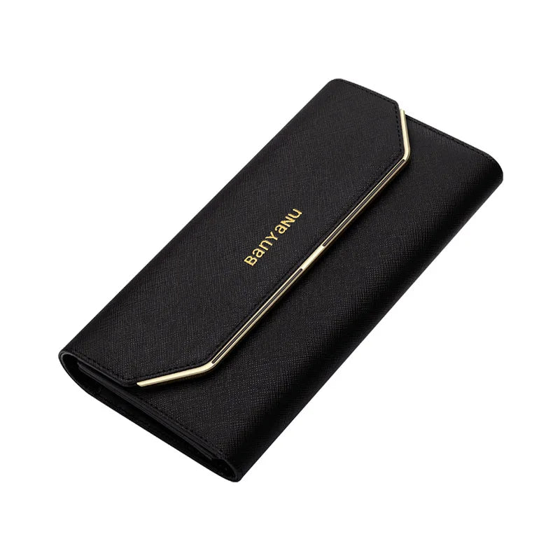 Fashion Women's Wallet Credit Card Holder High Quality PU Leather Wallet For Women Luxury Long Hasp 3 Fold Coin Purses Female