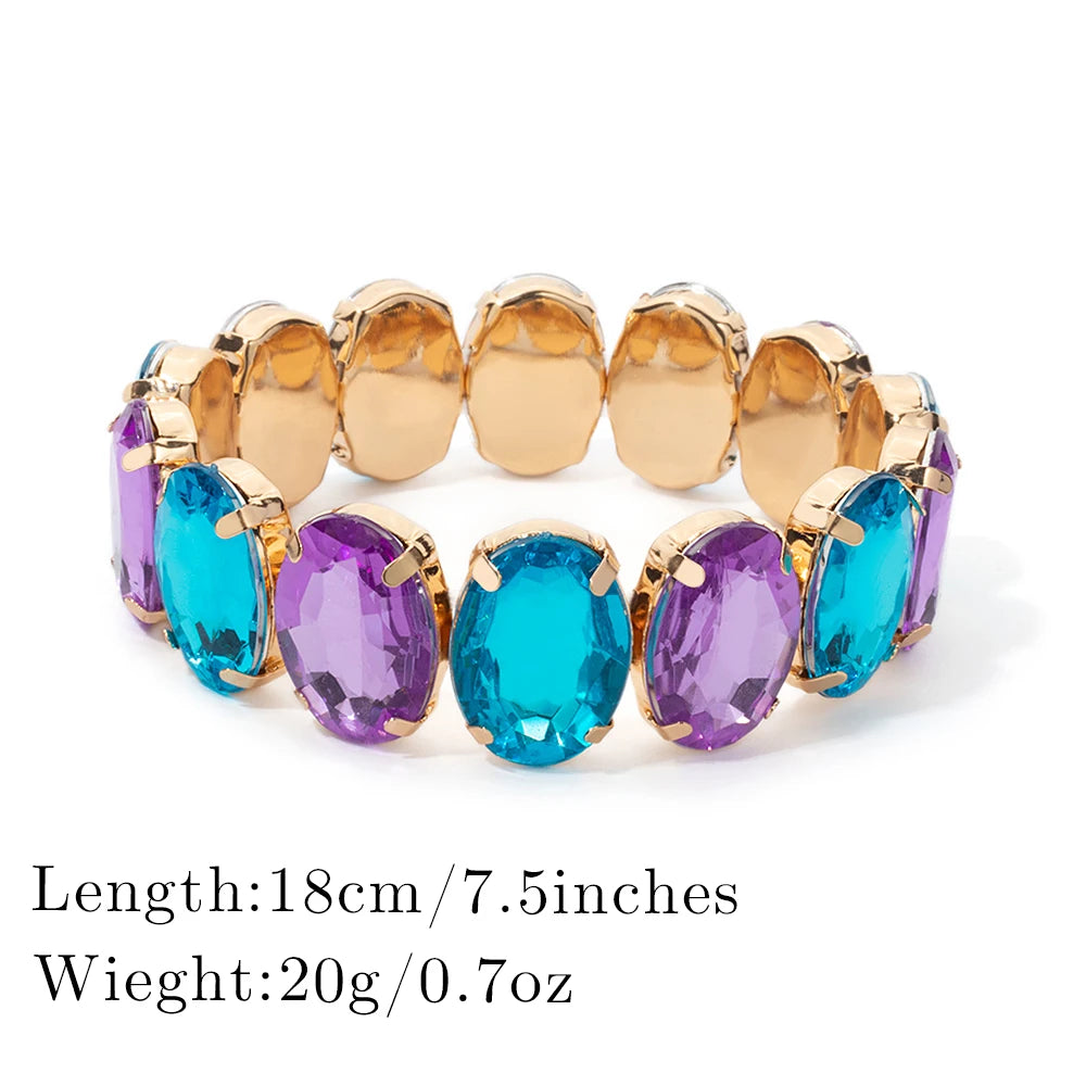 Tejesa  Zirconia Bangle For Women Gold Color Copper Crystal Bracelets Elastic Hand Accessory