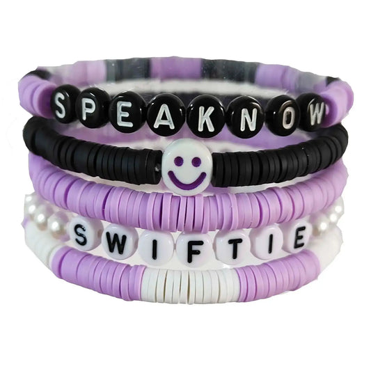 Handmade Smile Taylor The Swift  Bohemian Shinning Bead Bracelet For Women Soft Clay Color Summer Party Fans Friend Gift