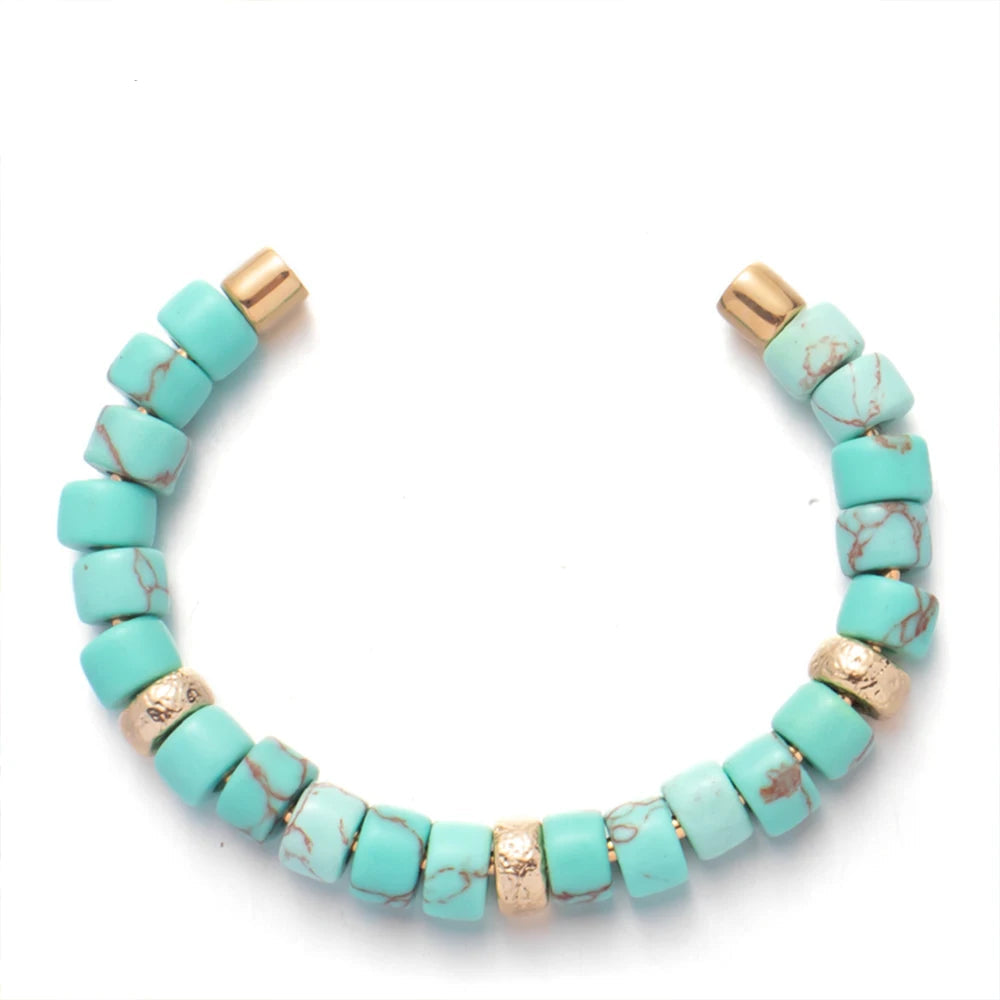 Tejesa Colorful  Natural Stone Cuff Bangle Bracelets For Women