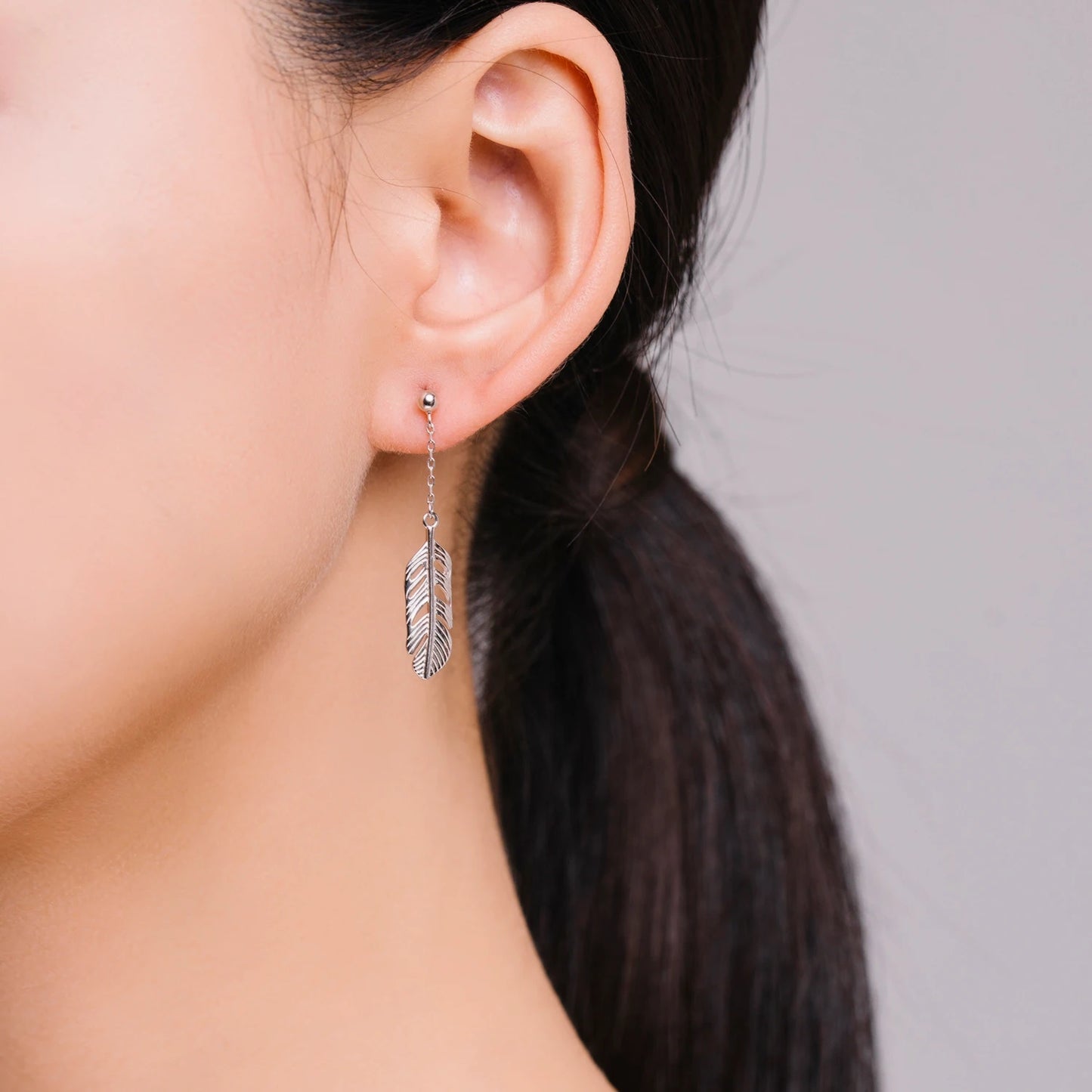 Modian 100% Real 925 Sterling Silver Swing Leaves Lucky Drop Earrings Fashion Leaf Dangle Ear For Women Fine Jewelry Accessories