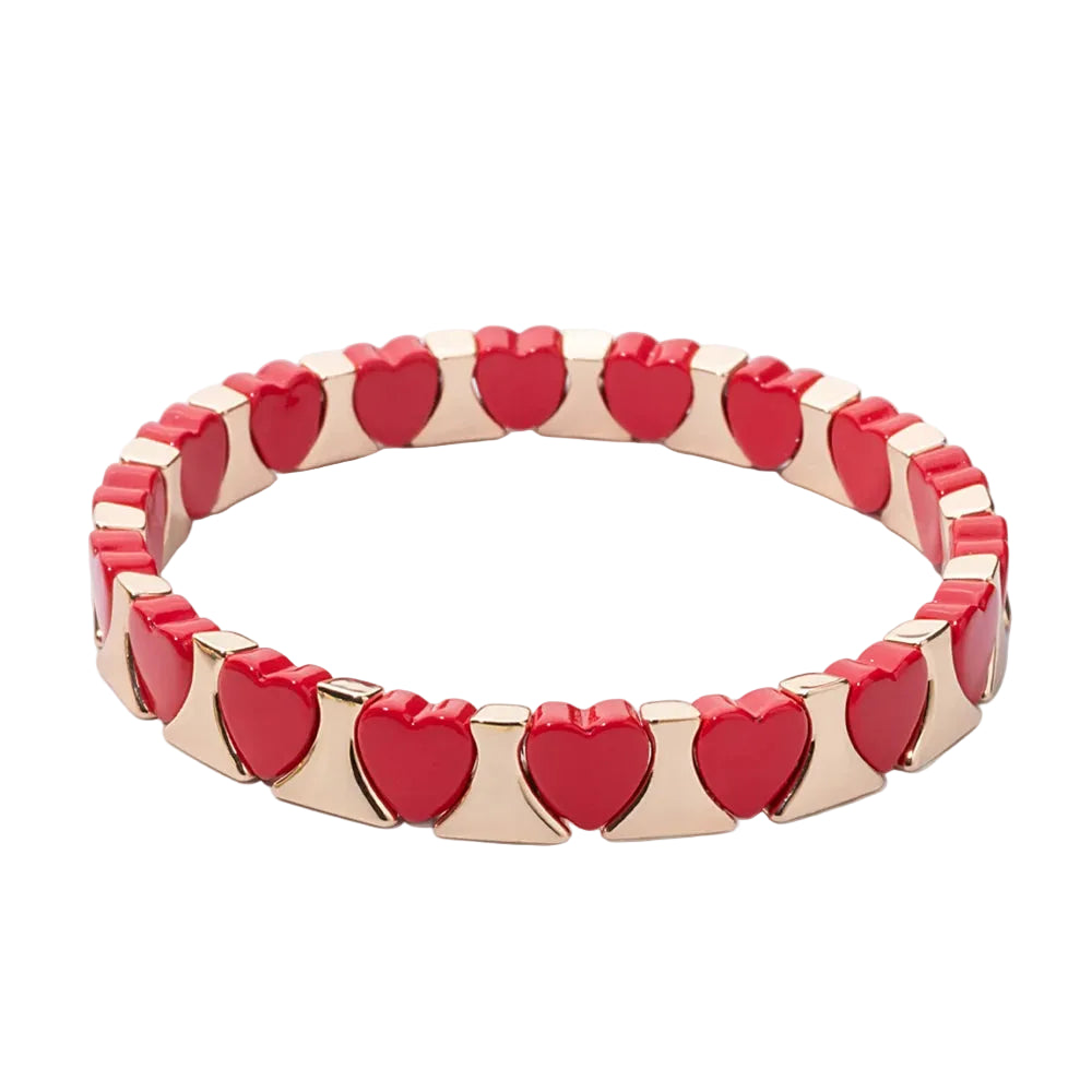 Tejesa Gold Color Heart Shape Bracelets / Elastic Love Bangle For Women Couple Jewelry