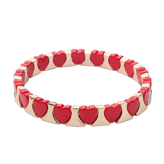 Tejesa Gold Color Heart Shape Bracelets / Elastic Love Bangle For Women Couple Jewelry