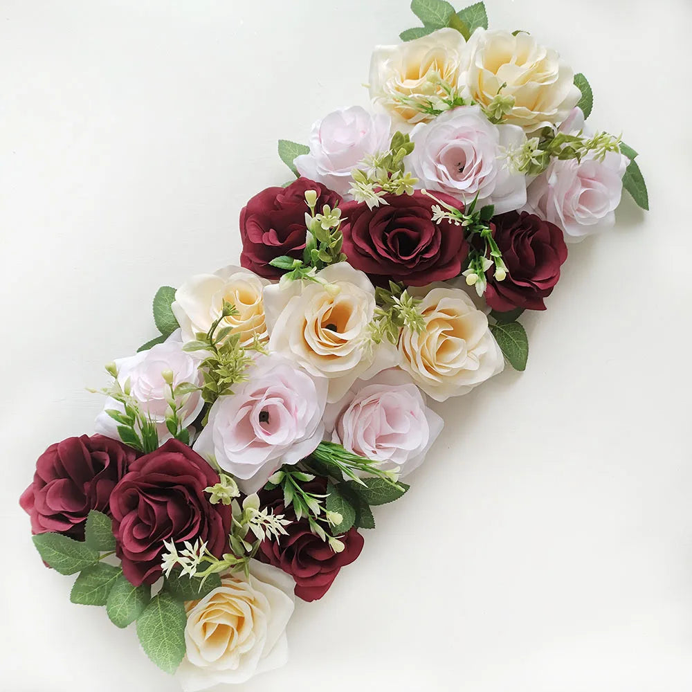 50cm Rose  Artificial Flower Row Wedding Decoration Flower Wall Backdrop Garland Home Party Decor Photo Props Background