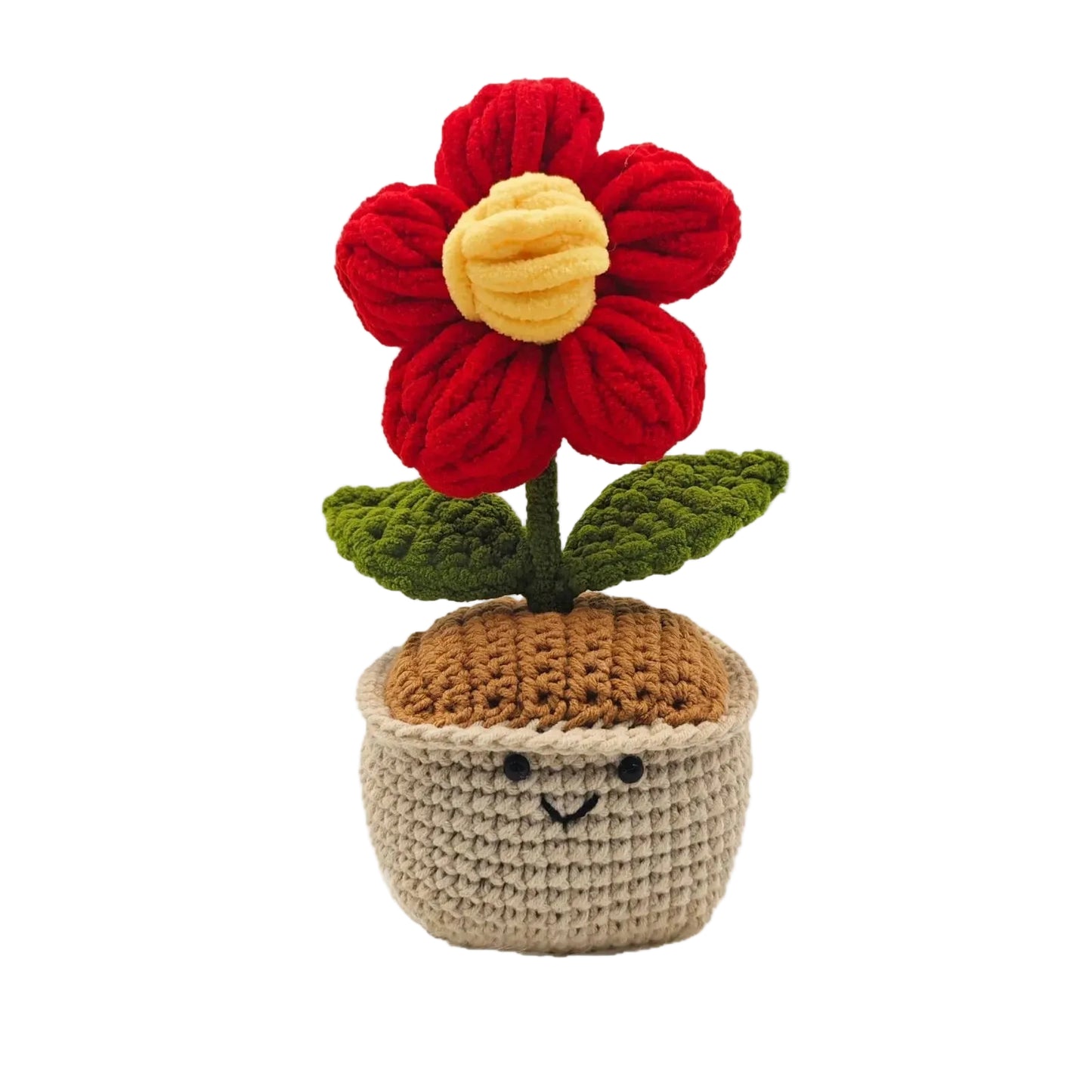 Hemasa  Crochet Puff Flower Potted Desk Decor /Handwoven Flower /Knitting Flowers /Bookshelf Decor /Halloween Gift