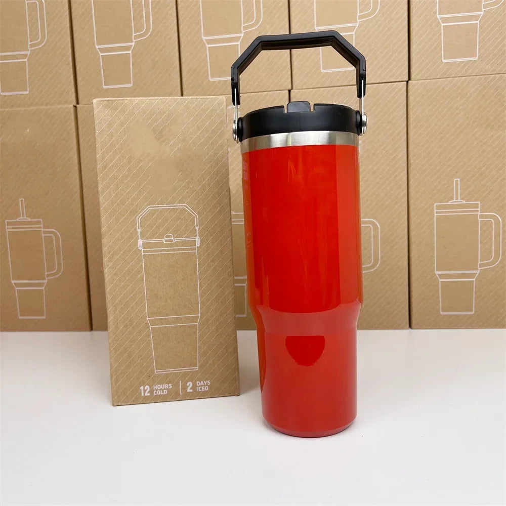 Hemasa Stanley 30oz Tumbler With Handle Leopard Tumbler With Straw Lids Stainless Steel Coffee cup