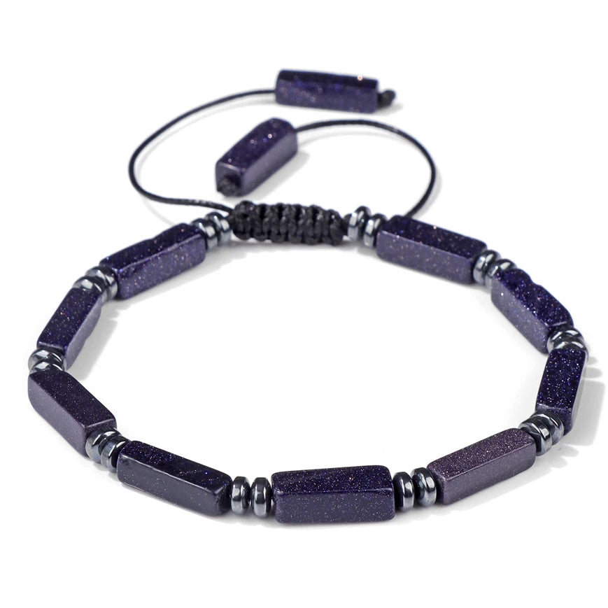 Tejesa Rectangle Shape Amethysts Bracelet Natural Stone Indian Agates Lapis Lazuli Adjustable Braided Bracelets For Women Men Jewelry