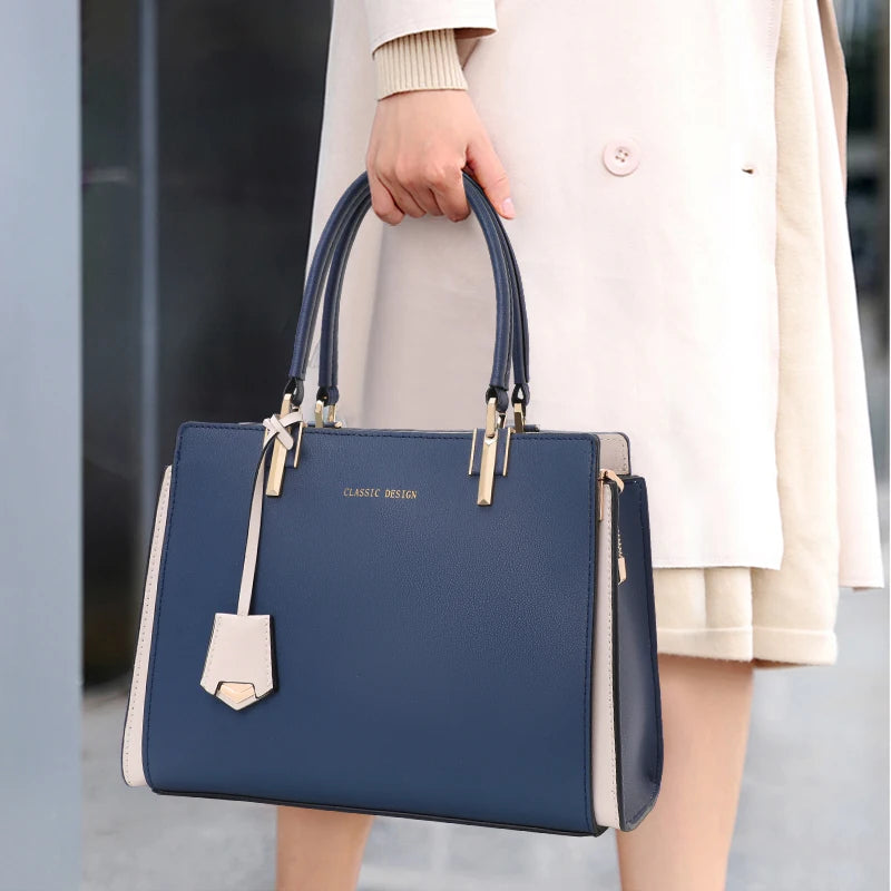 Aidrani Light Luxury Genuine Leather Women's Bag Elegant Contrast Color Handbag High Quality Cowhide Shoulder Bag