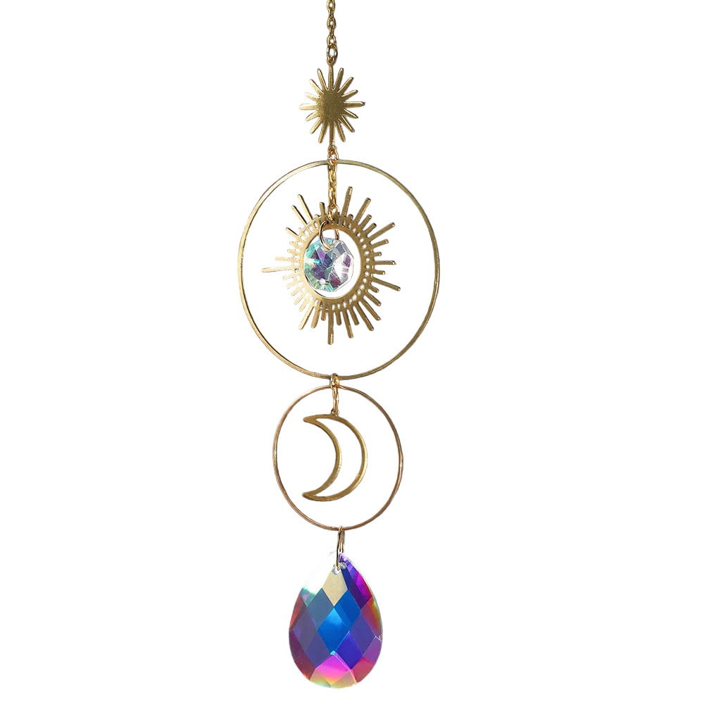 Hemasa Crystal Suncatcher Rainbow Prism Moon Sun Catcher Garden Decoration/ Outdoor Suncatchers Window Hanging Moon Crystal Decoration