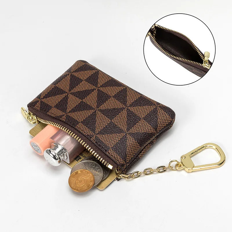 Coin Purse Wholesale Mini Short Zipper Wallet Small Bag Plaid Printing Keychain Pouch Custom Pendant Decoration Gift