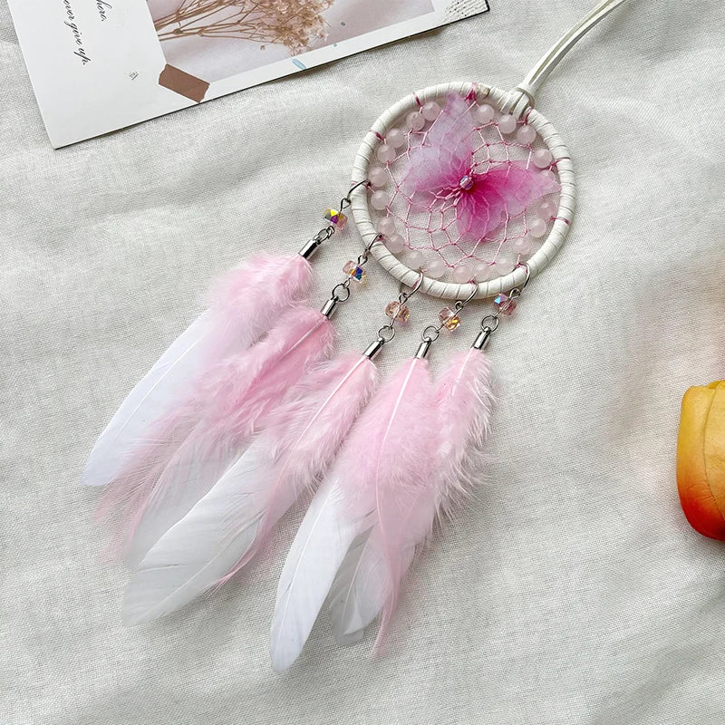 Hemasa  Hand-woven Butterfly Wind Chimes Dream Catcher Car Hanging Ornaments Birthday Festival Gifts