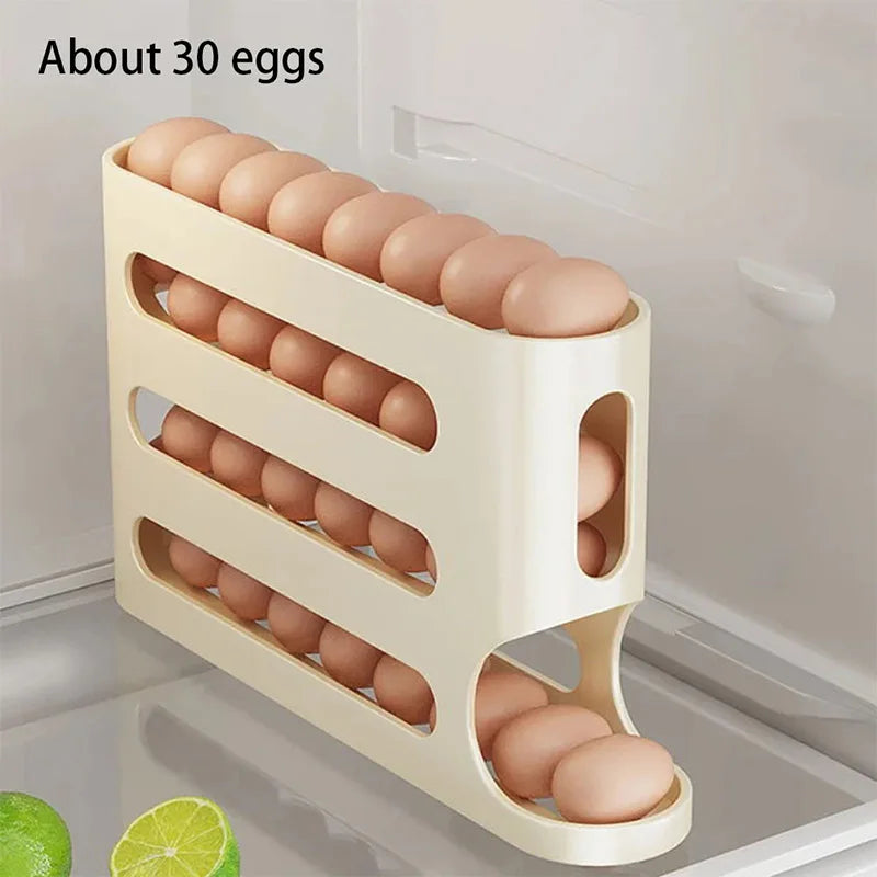 Hemasa Automatic Roll-out Egg Storage Device Household Refrigerator Storage Box Egg Box Can Hold 30 Eggs Tray