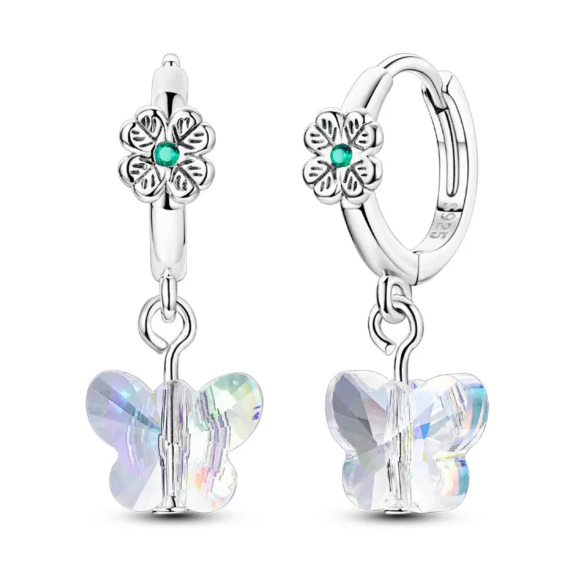 2025 Women's Earrings 925 Silver Butterfly Series Luxury Jewelry CZ Color Party Anniversary Gift