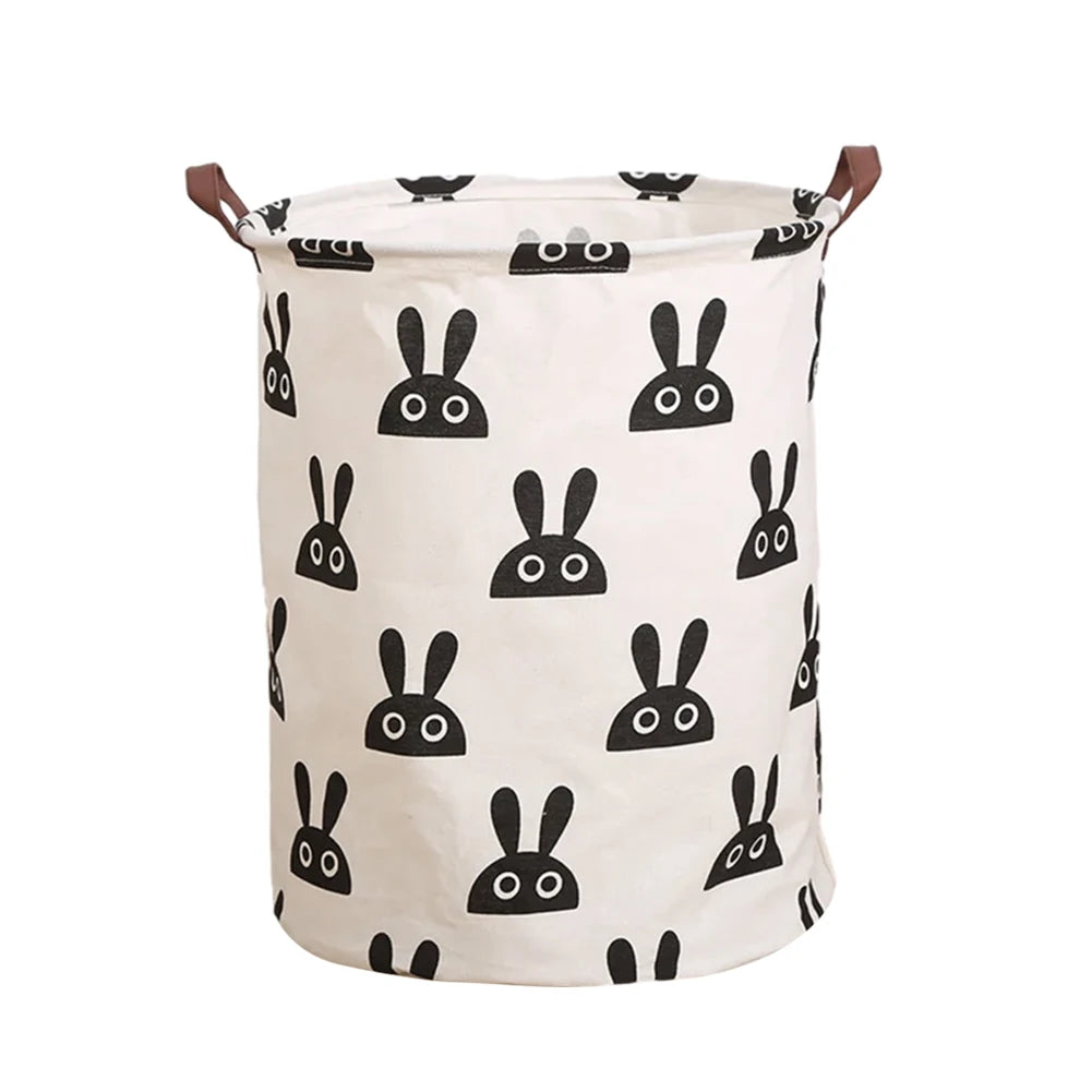 FHemasa Foldable Laundry Basket Storage Bucket Cotton Linen Fabric White Black Waterproof Dirty Laundry Toy Storage Basket Dirty Clothes