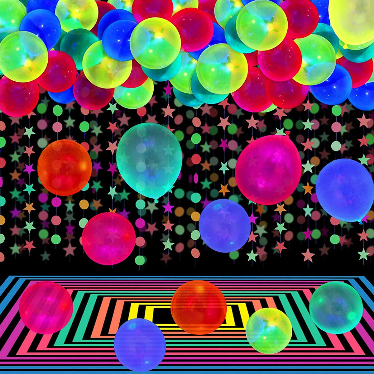 600/90pcs Fluorescent Balloon Luminous Neon Glow Party Decor Ballon Carnival Birthday Wedding Party Safe Latex Festa Palloncino