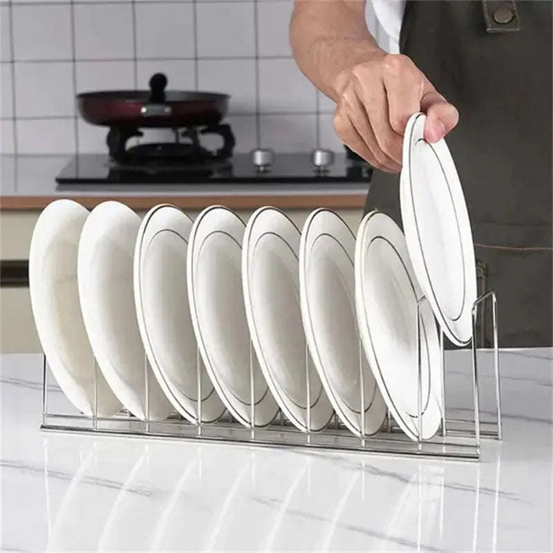 Hemasa Kitchen Bowl Dish Organizer Stainless Steel Dish Holder Home Cutlery Dishes Pot Lid Rack Household Dish Racks