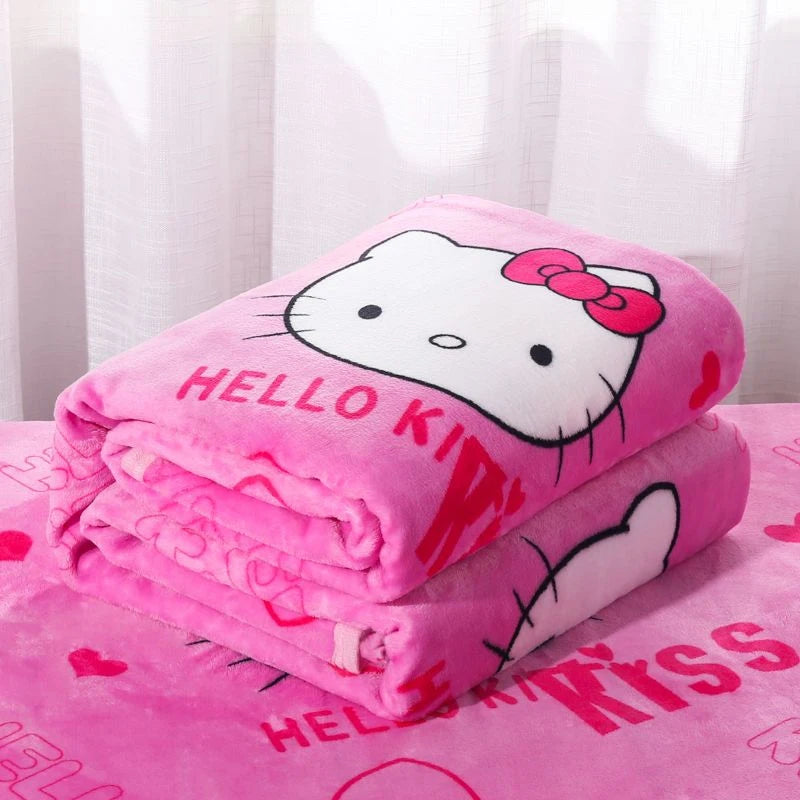 Hemasa  Hello Kitty Blanket Cartoon Printed Soft Comfortable Warm Multiple Plush Blanket