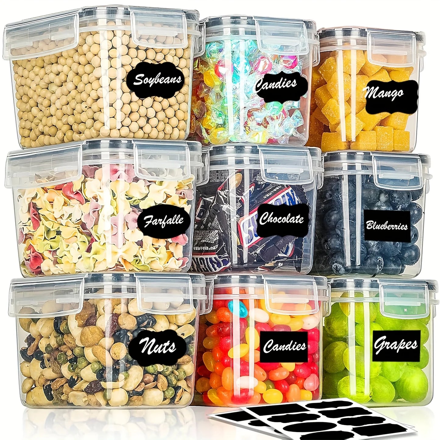 9Pcs  Storage Containers 0.8L tackable Kitchen Organizers