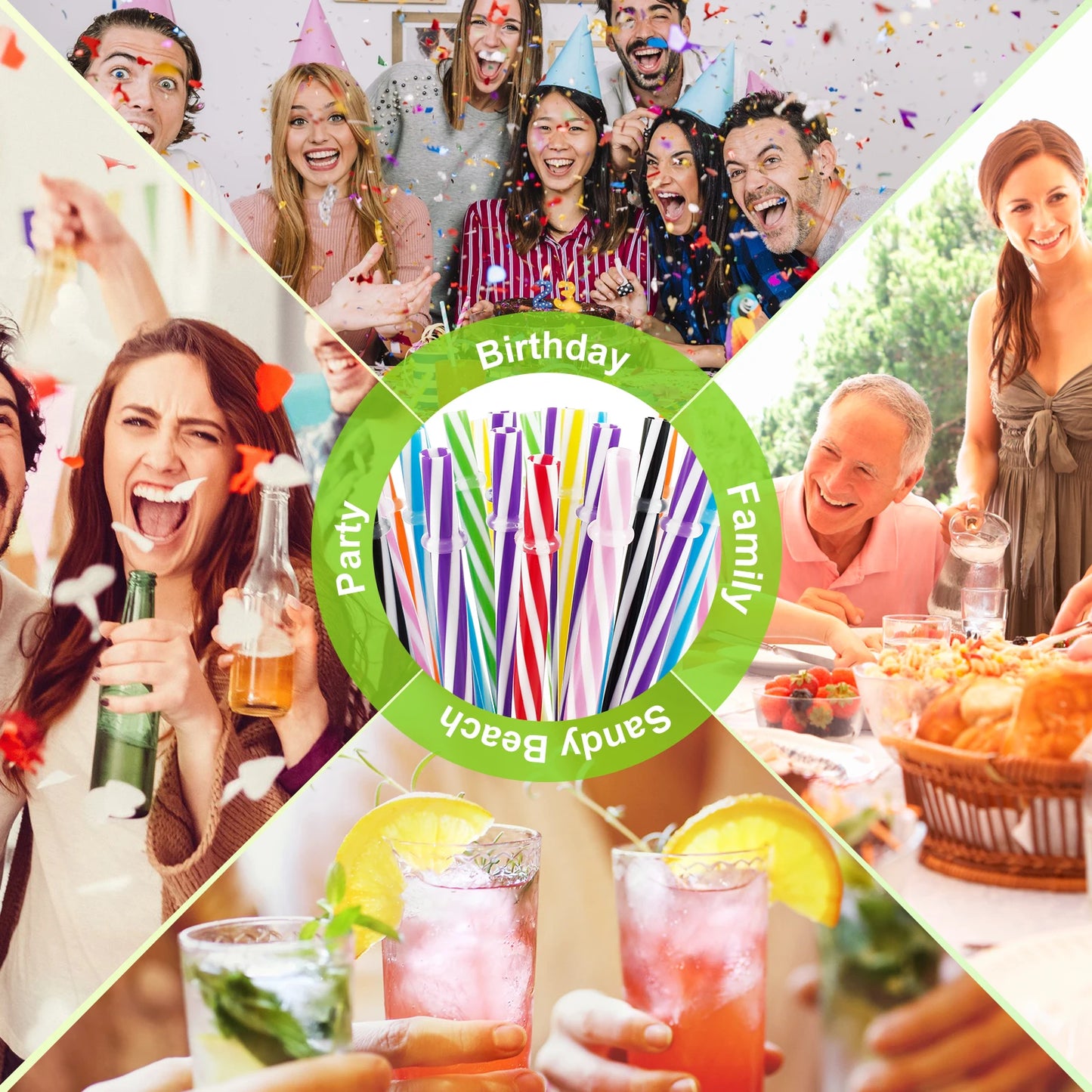 Tejesa 24/10Pcs Multicolor Drinking Straws Reusable Drinking Straws Beverage Bar Straws Wedding Decor Kitchen Beverage Party Supplies