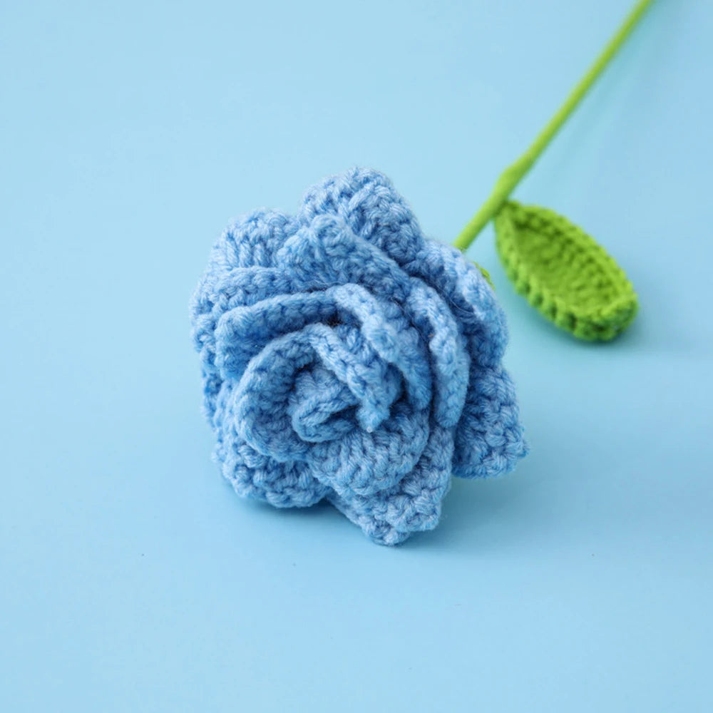 Hemasa 5Pcs Rose Knitted Crochet  Flowers /Wedding Bouquet Flower /Knitted Bouquet Home Party Decor  Friends Gift