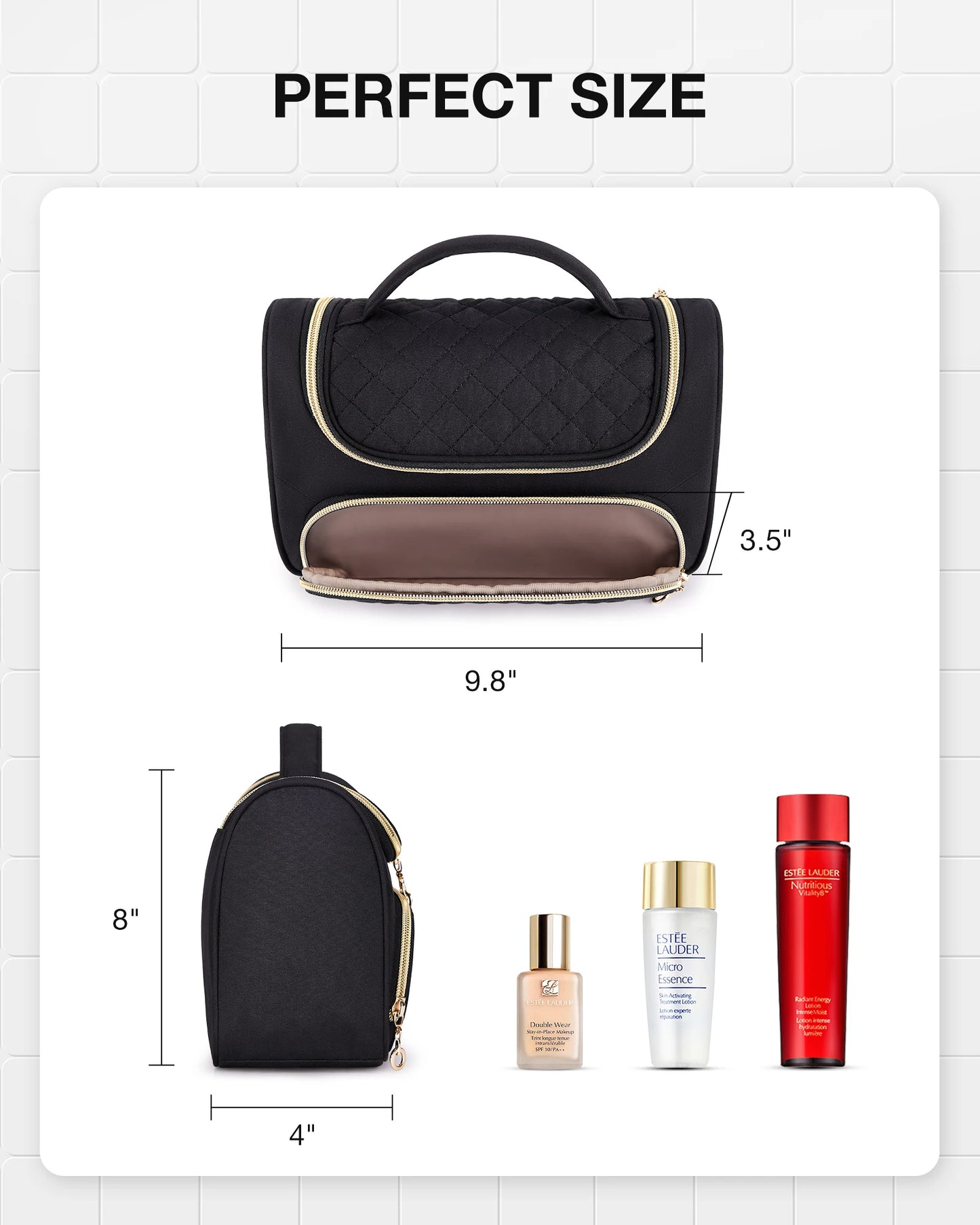 Hemasa Travel Makeup Bag/ Make Up Organizer Case Large Open Pouch for Women / Cosmetic bag for Toiletries