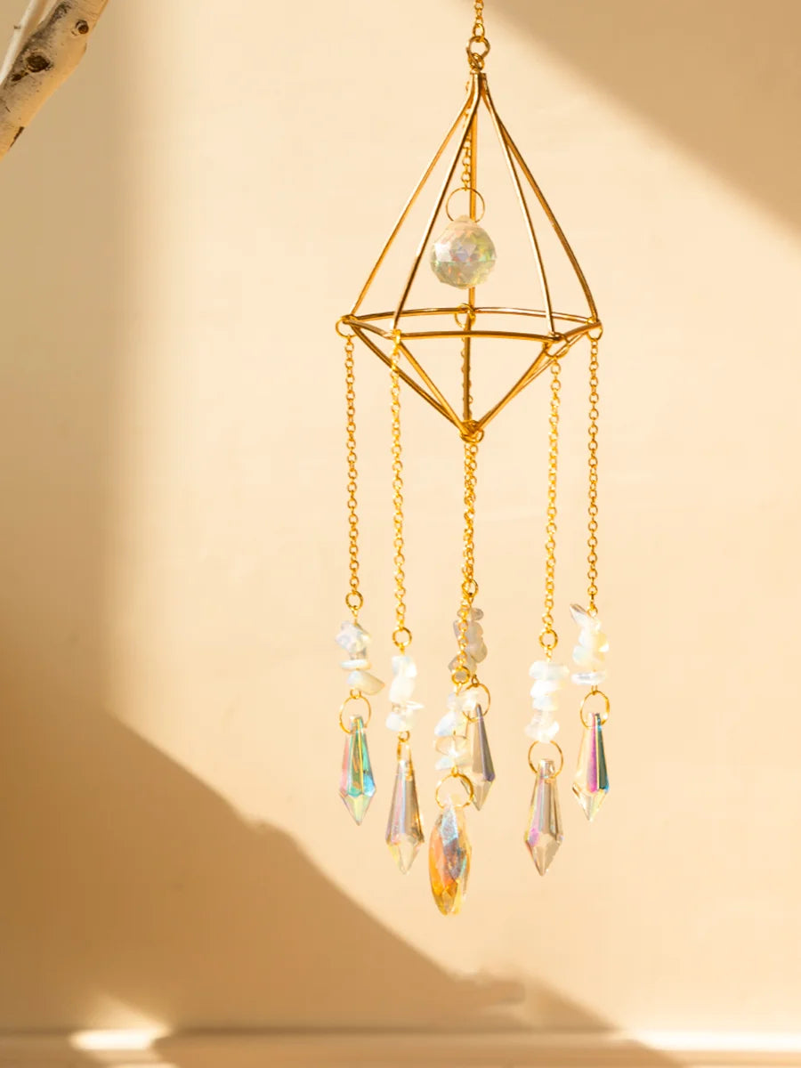 Hemasa  Crystal Wind Chime Hanging Sun catcher/ Boho Home Decoration Light Catcher Stained Glass Prism