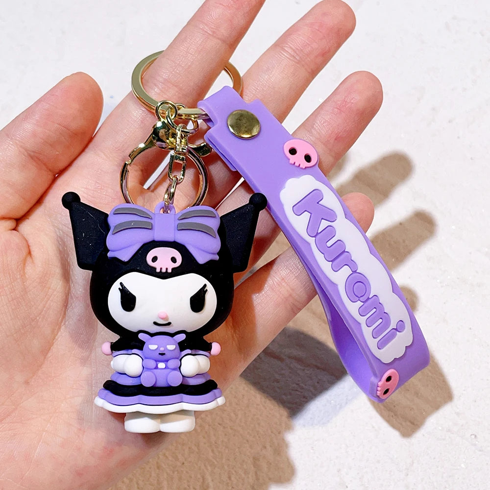 Wholesale Kawaii Sanrio Kuromi Keychain Pvc Doll Key Chain Cartoon Anime Cinnamoroll Bag Pendant Car Keyring Accessories Gift
