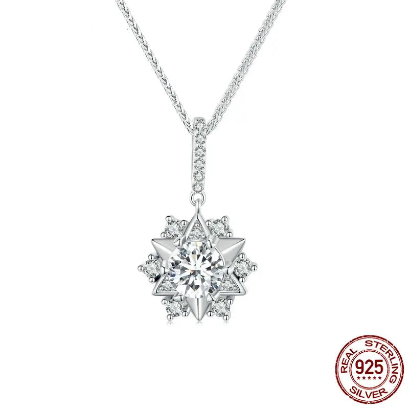 Tejesa 1 Carat Real Moissanite Star Pendant Necklace For Women 925 Sterling Silver Wedding Party Bridal Fine Jewelry