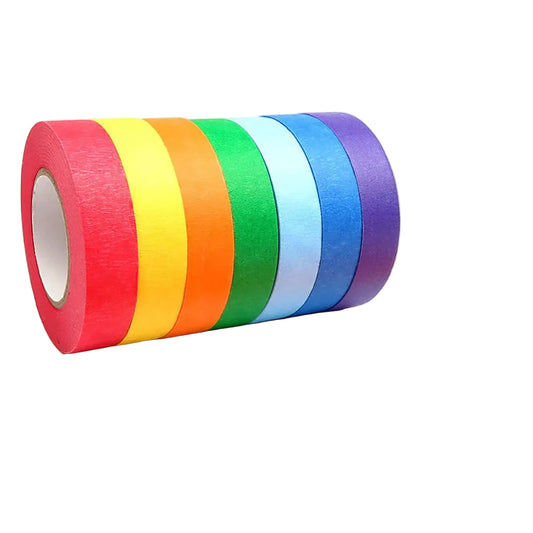 Tejesa 7 Rolls of colored masking tape, rainbow artist tape, craft paper tape, label crafts, DIY decoration, coding decoration, teachin