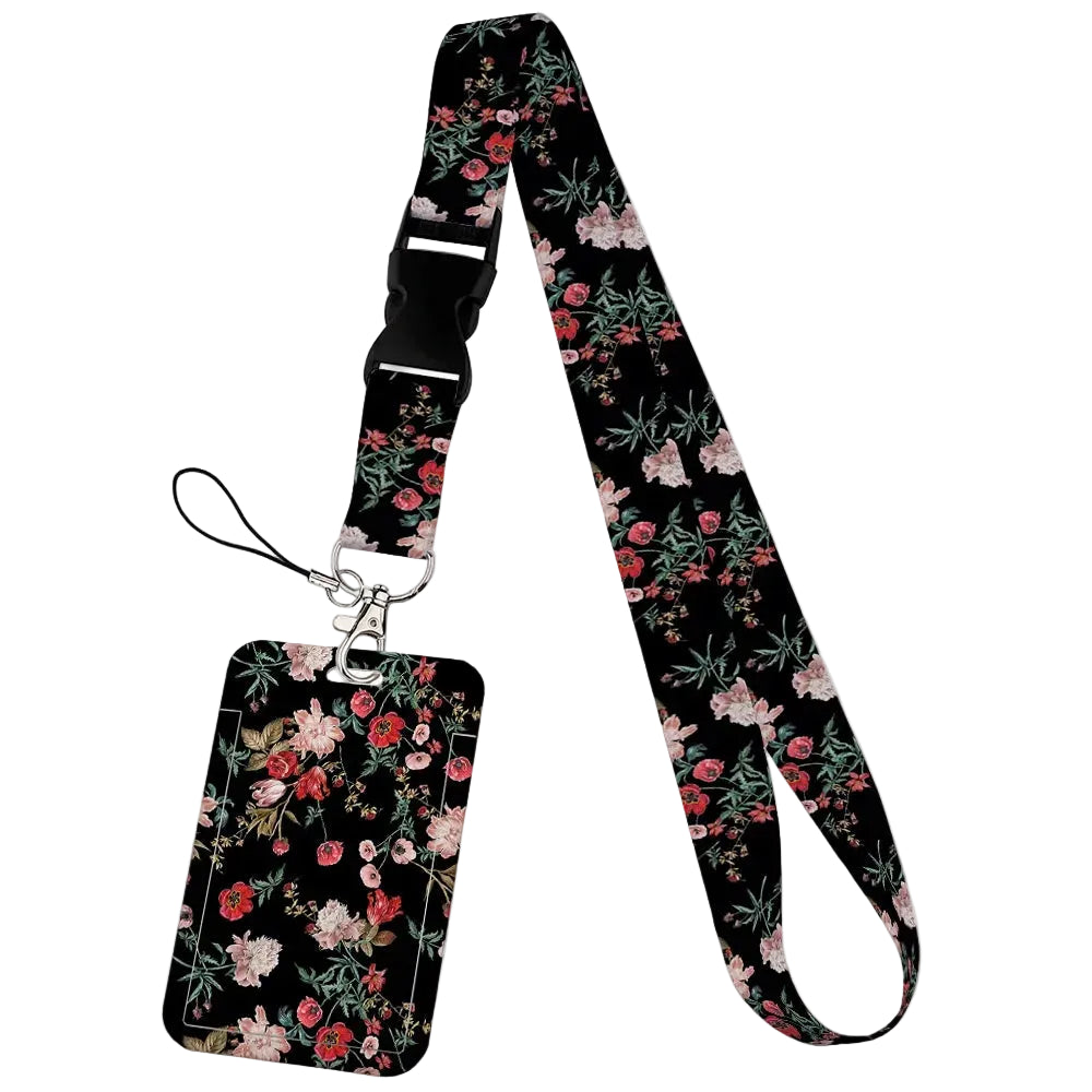 Tejesa  Flower design Lanyard Business Credit Card Holder/ Neck Strap Keychain Hang Rope ID Badge Holder