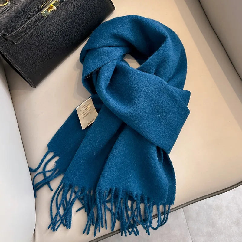 China Red Pure Wool Scarf Women's Autumn and Winter Warm Mother Scarf Light Luxury High-end Fringed Shawl