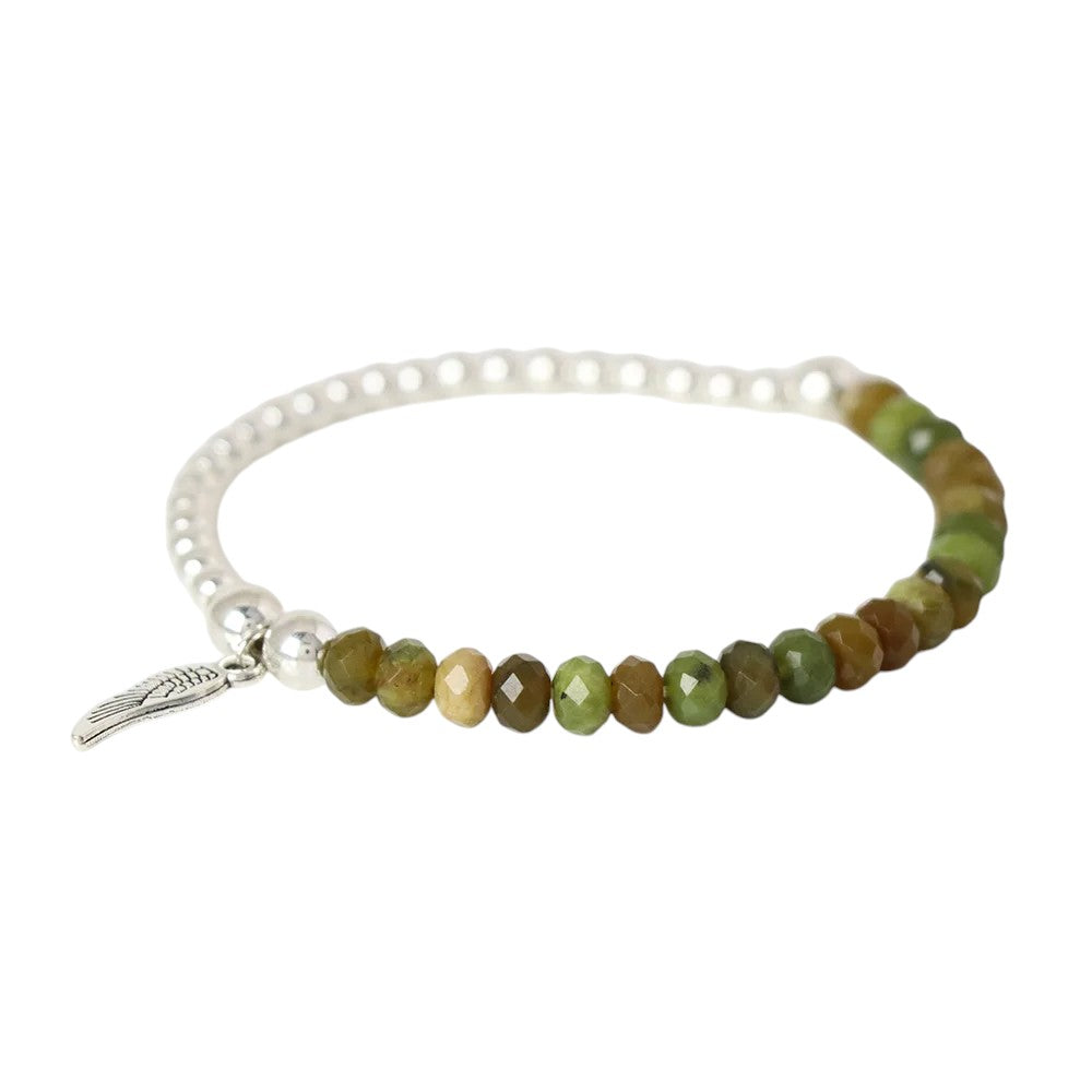 Tejesa  Angel  Faceted Natural Stone Bracelets Labradorite Beads Lucky Bracelet for Men /Women