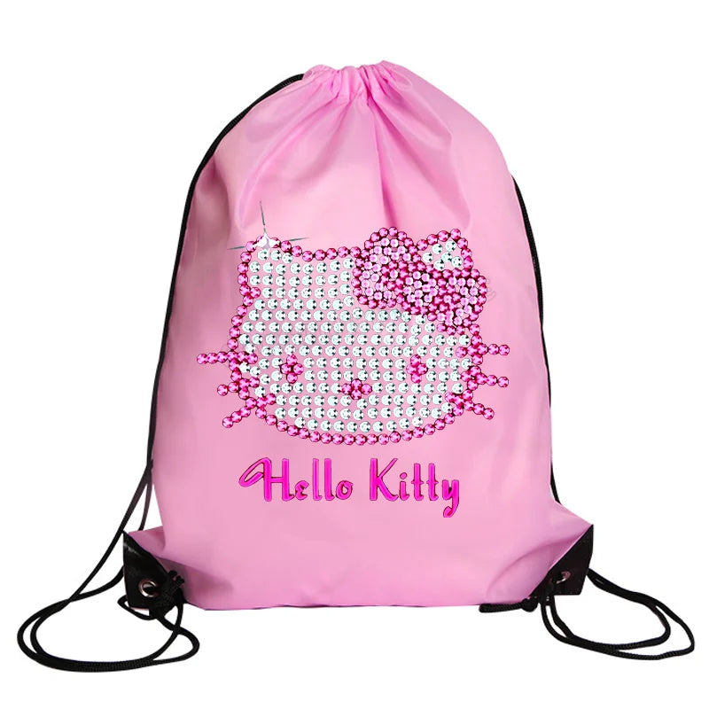 Hemasa Hello Kitty Drawstring Bag Sports Waterproof Backpack   Bags Birthday Cute Gift